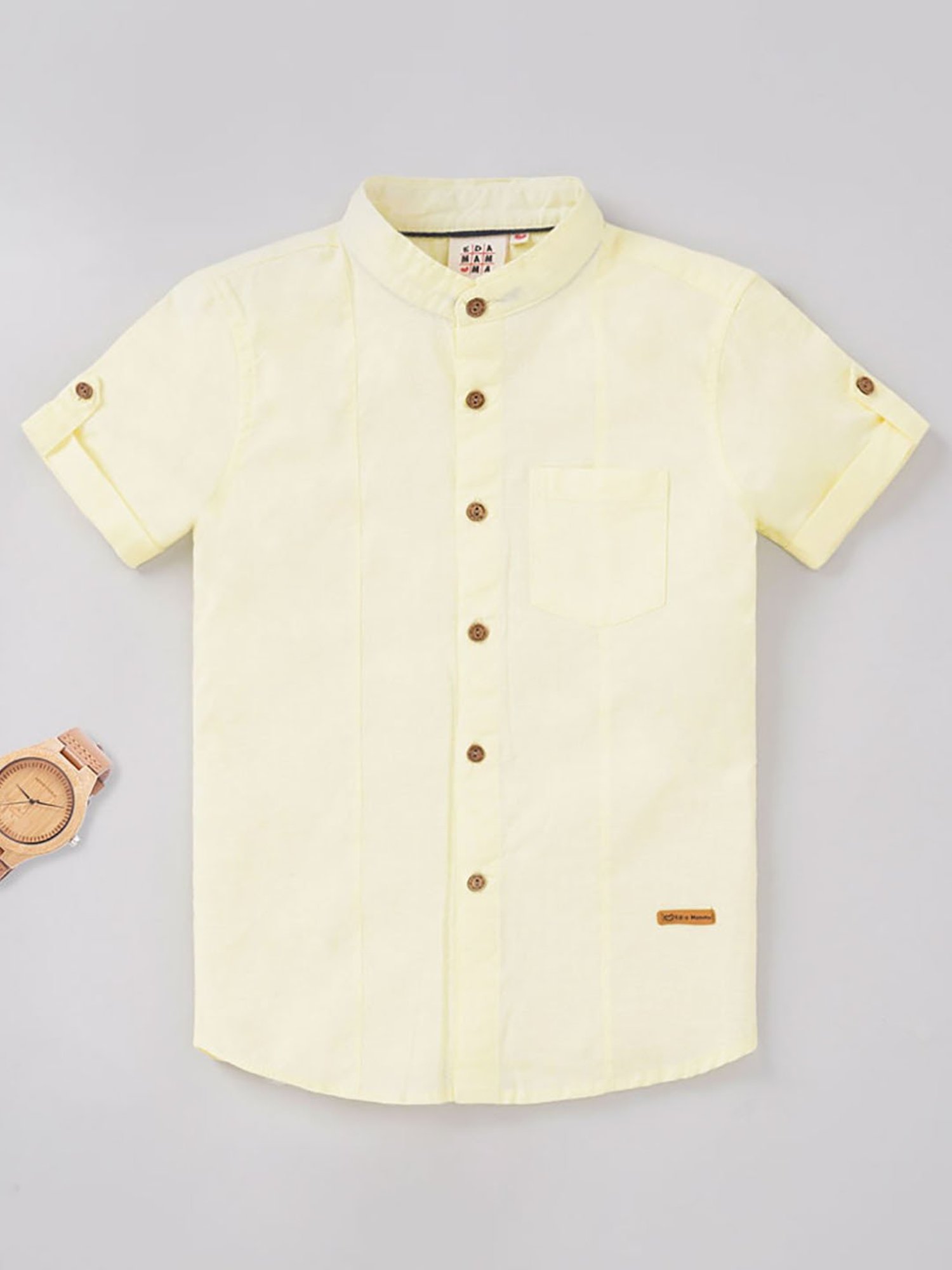 Ed-a-Mamma Kids Light Yellow Solid Shirt