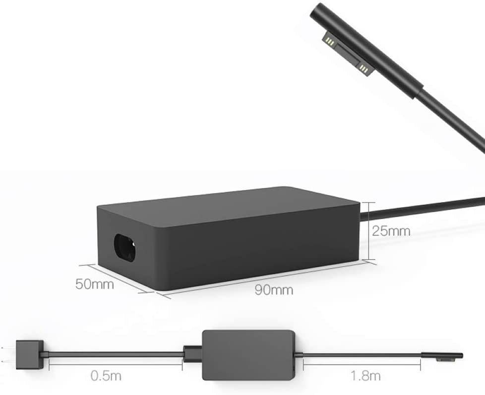 for Surface Book Charger, 15V 4A 65W Surface Pro Charger Power Supply Adapter, Compatible with Microsoft Surface Book Surface Laptop Surface Pro 7 6 5 4 3 X, Surface Go, Works with 65W&44W&36W&24W