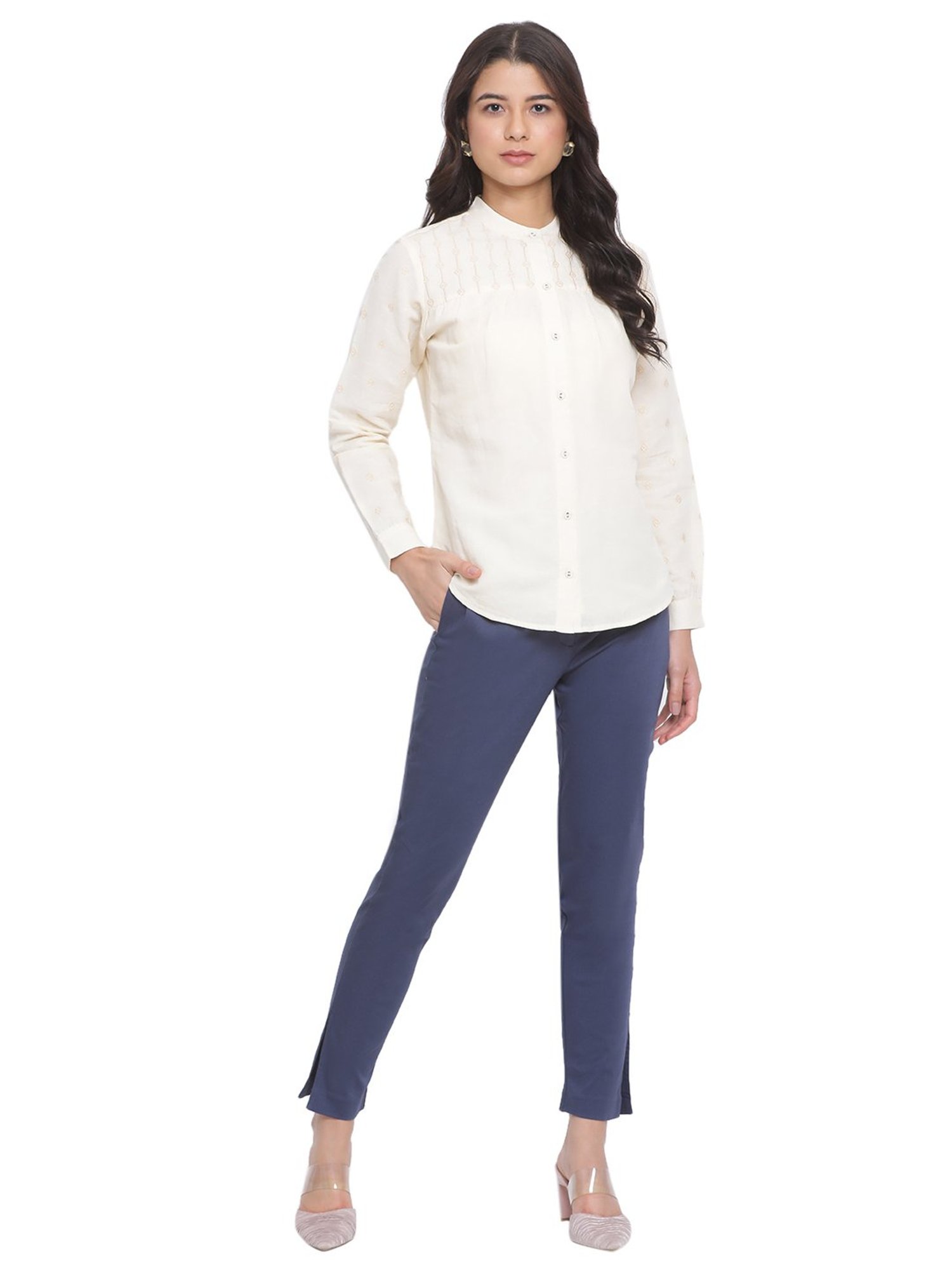 Rooted Blue Cotton Trousers