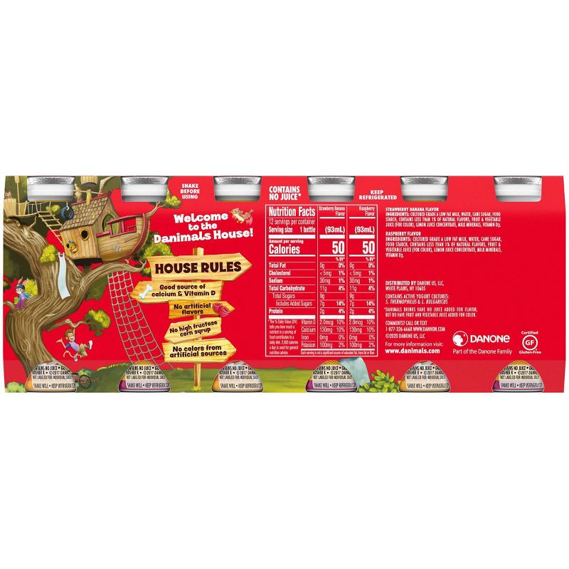 Dannon Danimals Strawberry Banana/Raspberry Smoothie Kids' Yogurt - 3.1oz/12pk