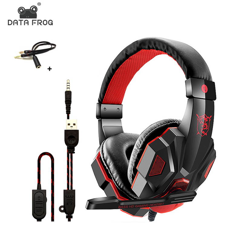 DATA FROG Gaming Headphones for PS4 Headphones with Microphone for Sony PS4 PS3 for Nintend switch for Xbox one Earphone with Splitter for PC