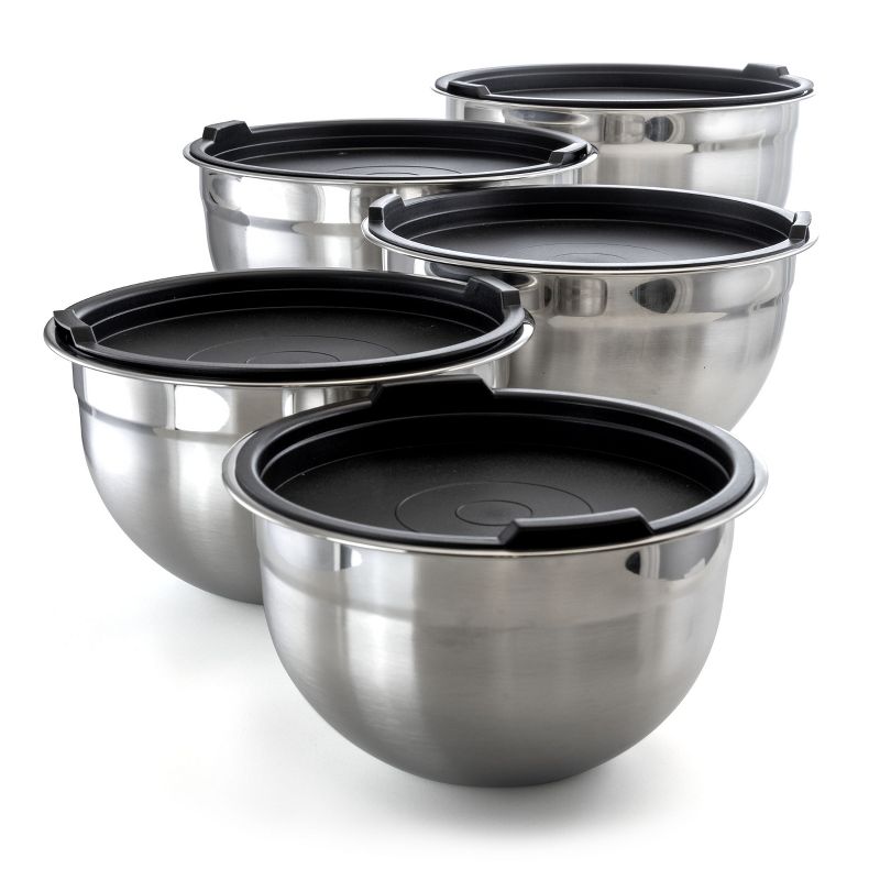 MegaChef 5 Piece Multipurpose Stackable Mixing Bowl Set with Lids
