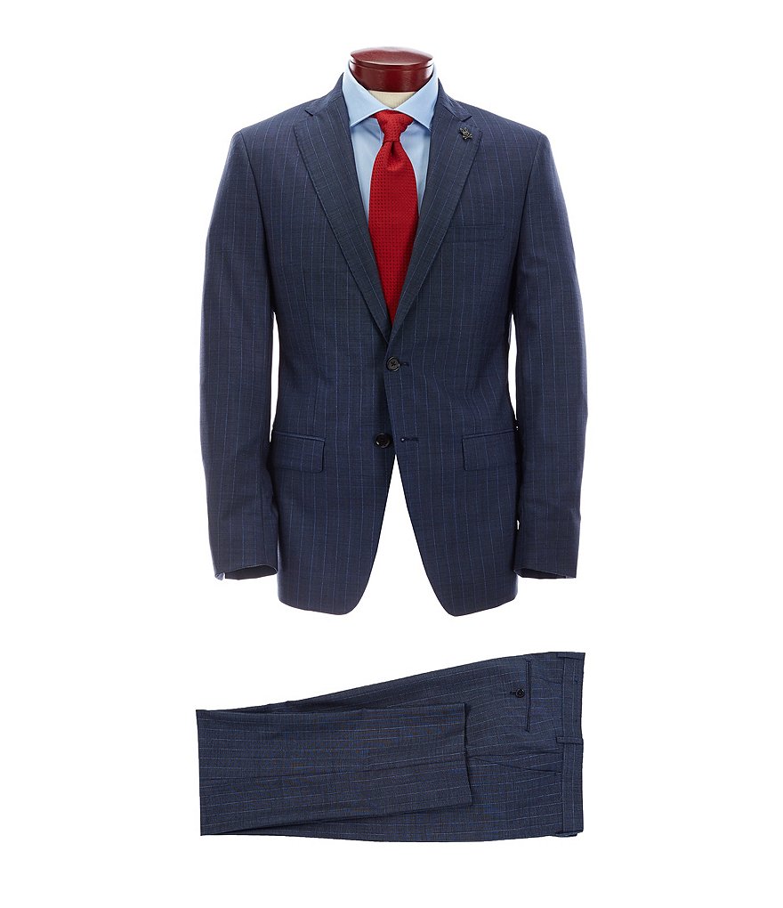 Psycho Bunny Slim Fit Navy Stripe Wool Suit