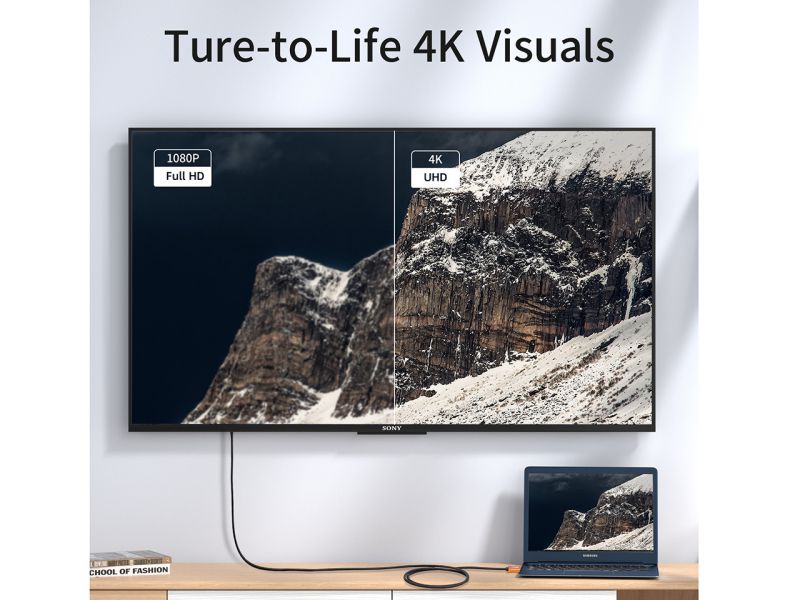 DP DisplayPort to HDMI Cable 10ft 4K@60Hz, iXever Disiplay Port  to HDMI 3M Male to Male, Nylon Braided Gold-Plated Aluminum Shell, Compatible for HDTV, Monitor, AMD, NVIDIA, Lenovo, HP and More