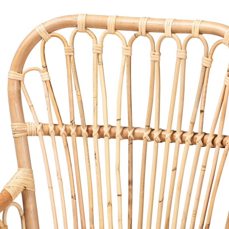 Aya Rattan Armchair Natural/White - Baxton Studio