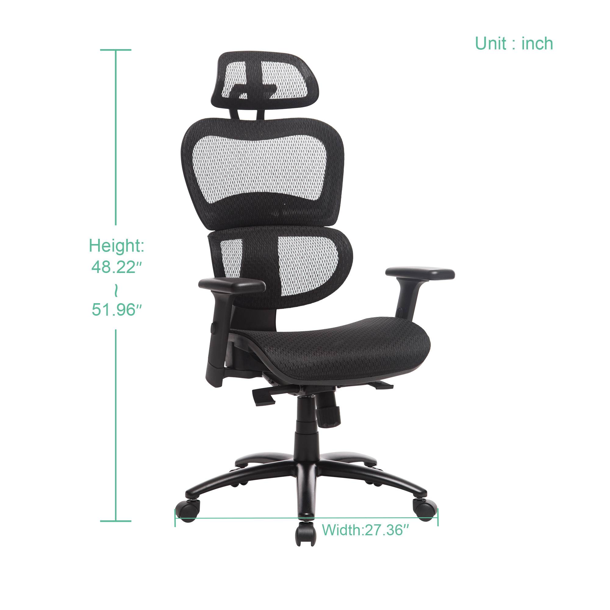 Ergonomic office chair mesh chair computer chair connected chair with adjustable headrest and armrests high back chair