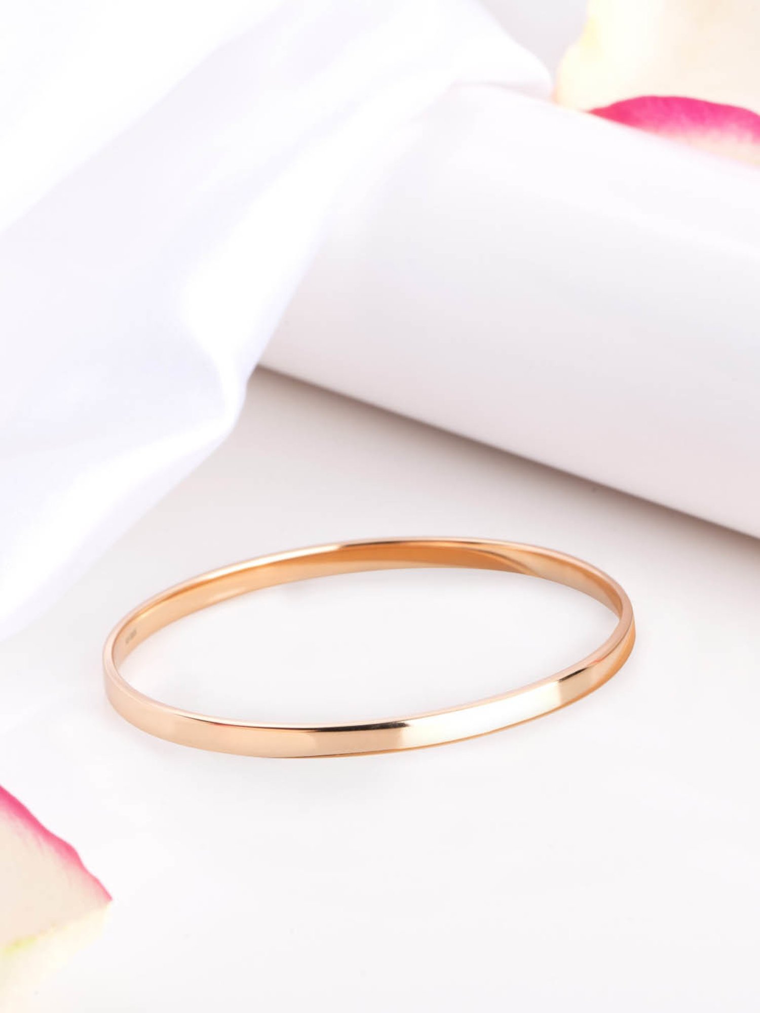 Zavya 925 Silver Rosy Splendor Rose Gold-Plated Bangle for Women