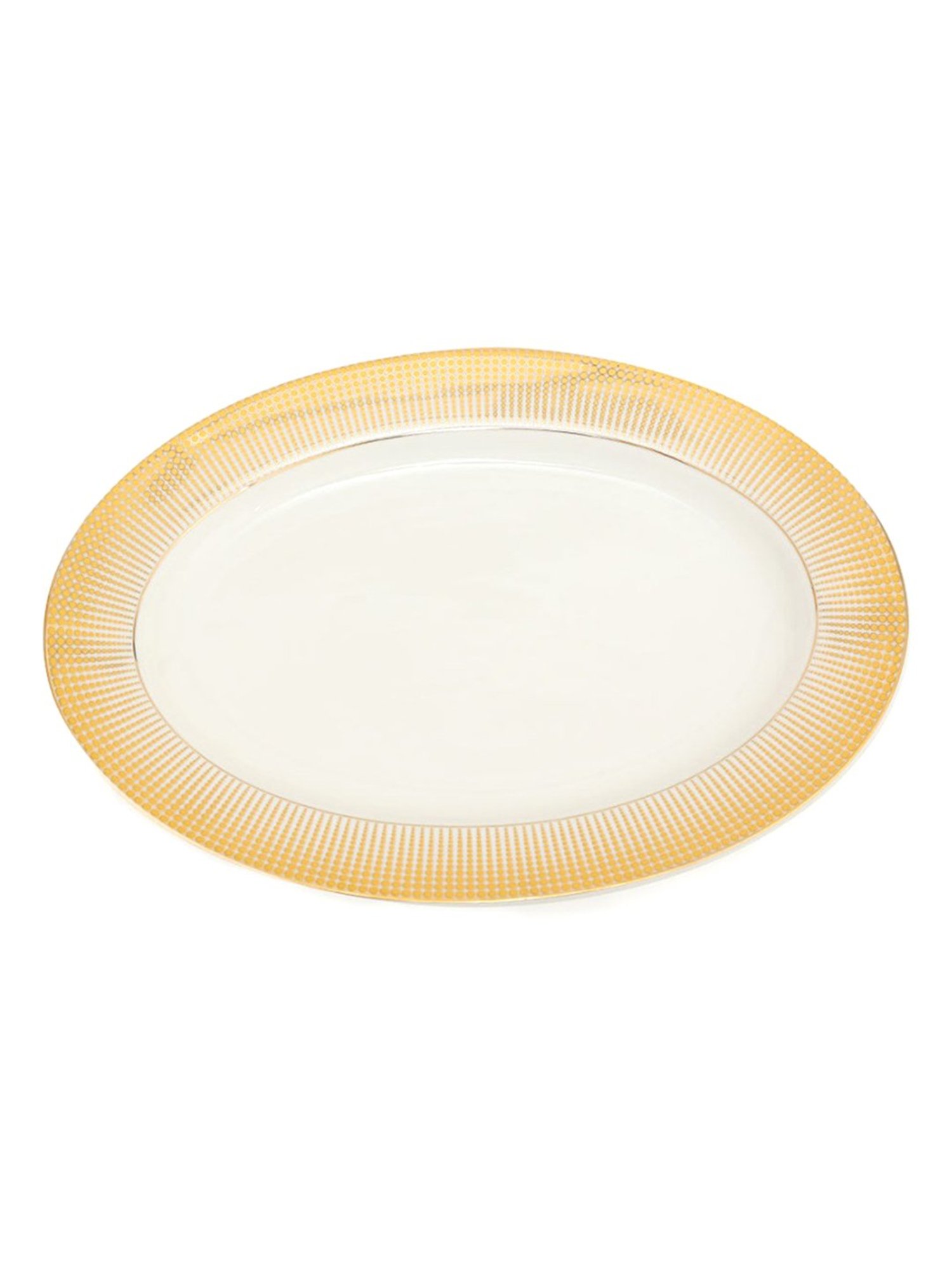 Home4U Aura Oval Color Bordered Gold Porcelain Platter