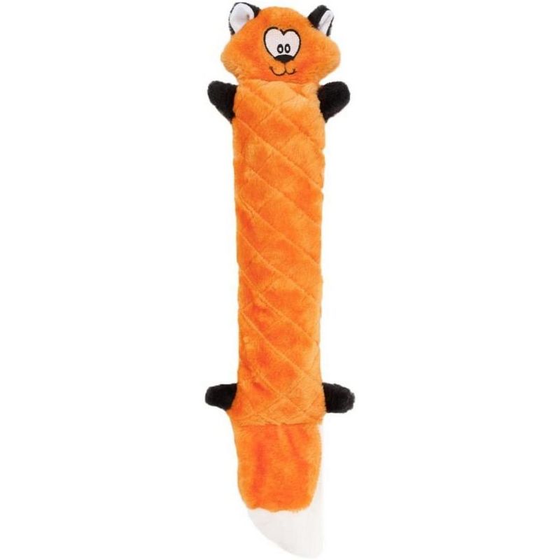 ZippyPaws - Jigglerz Tough No Stuffing Squeaky Plush Dog Toy with Crinkle Head and Tail - Fox