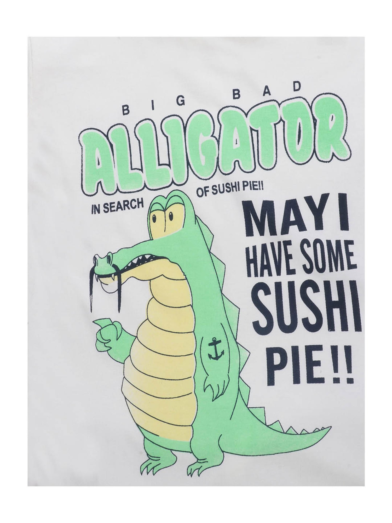 Lazy Shark Kids White & Green Printed  T-Shirt with  Shorts