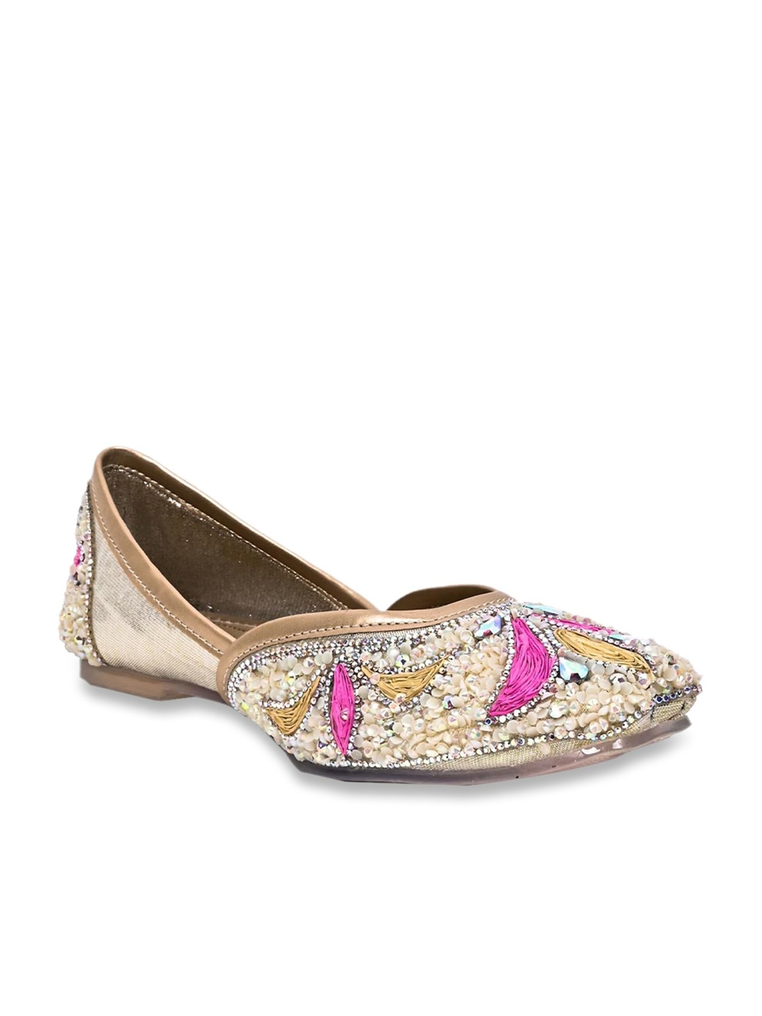 Jove Women's Gold Ethnic Juttis