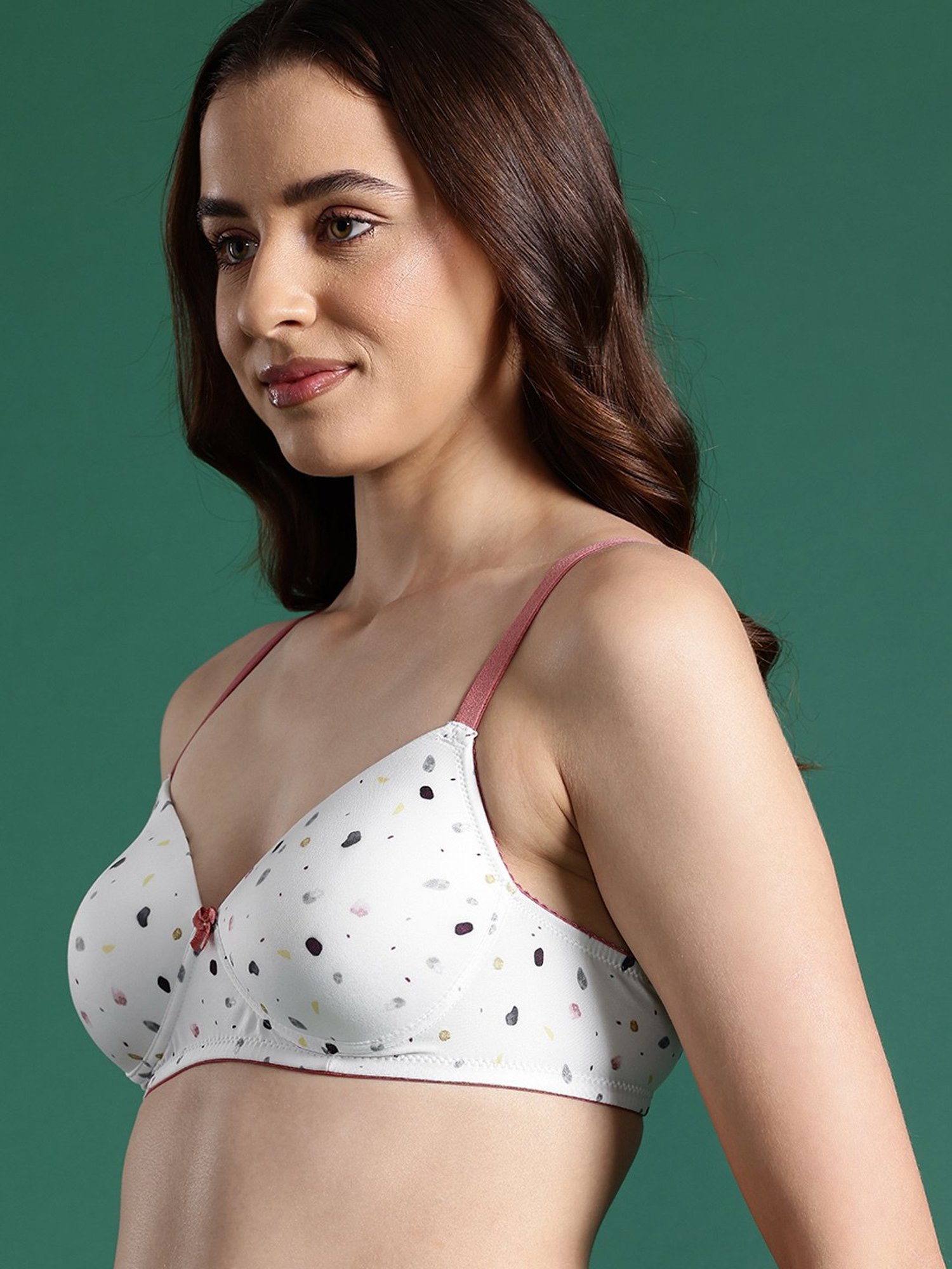 Leading Lady Off White Printed Full Coverage T-Shirt Bra