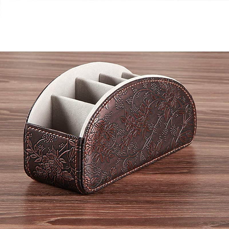 Leather White TV Remote Holder for Remote Controls with 5 Compartments Nightstand Desktop Media Player Remote Caddy Storage Box Organizer Tray for Mobile Office Stationery Phone Controller