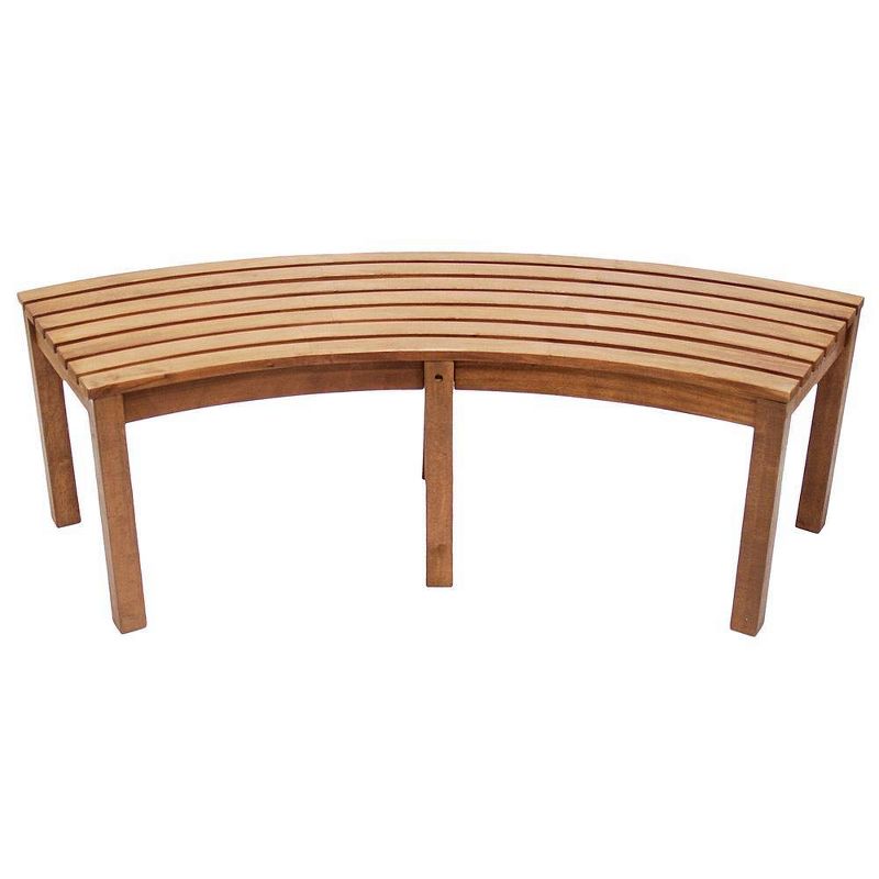 58.8" Classic Outdoor Eucalyptus Curved Backless Bench Natural Oil Finish - ACHLA Designs