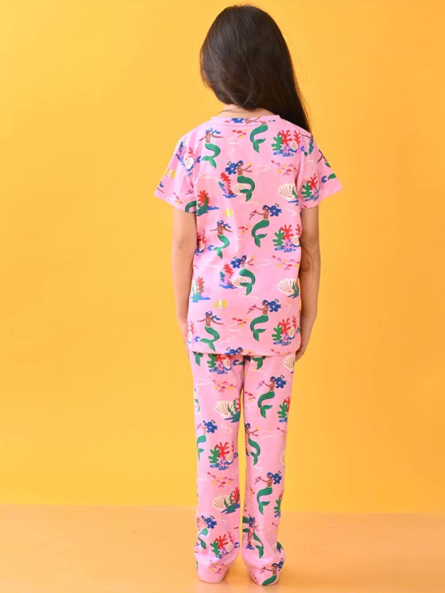 Anthrilo Kids Pink Cotton Printed T-Shirt & Short