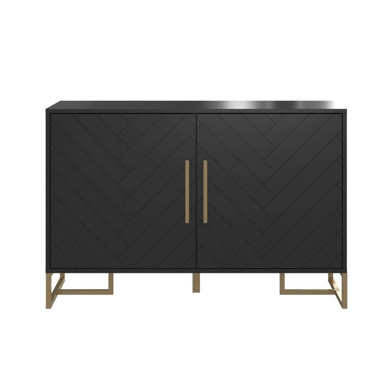 Herringbone Console Unit Black - CosmoLiving by Cosmopolitan