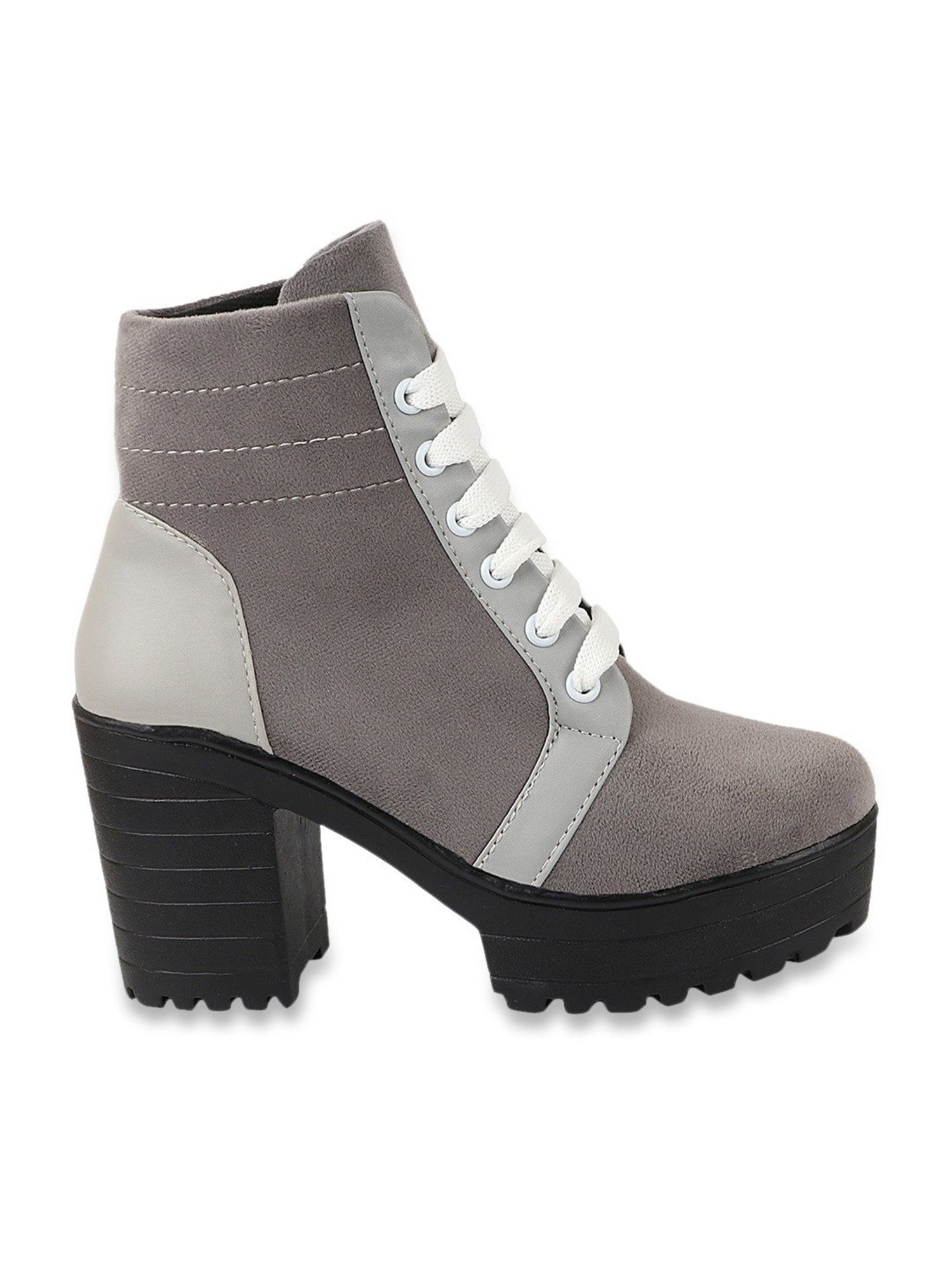 Shoetopia Women's Grey Derby Boots