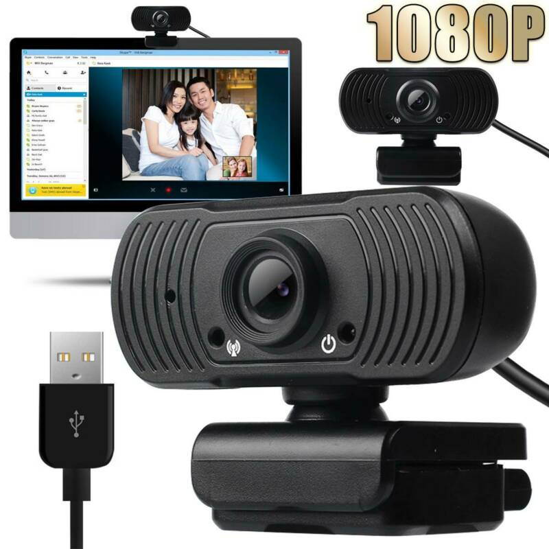 Webcam 1080P Computer Camera with Privacy Cover USB Connection Built-in Noise-reduction Microphone for Live Video