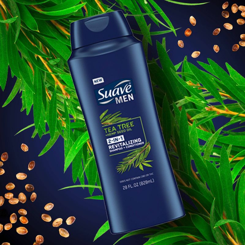 Suave Men's 2-in-1 Shampoo and Conditioner Tea Tree + Hemp - 28 fl oz