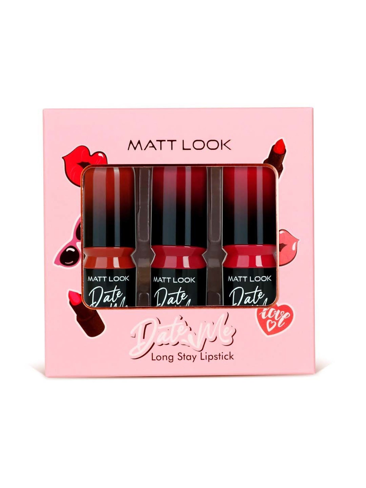 Matt Look Date Me Long Stay Lipstick Set - 03 Pink & Magentas