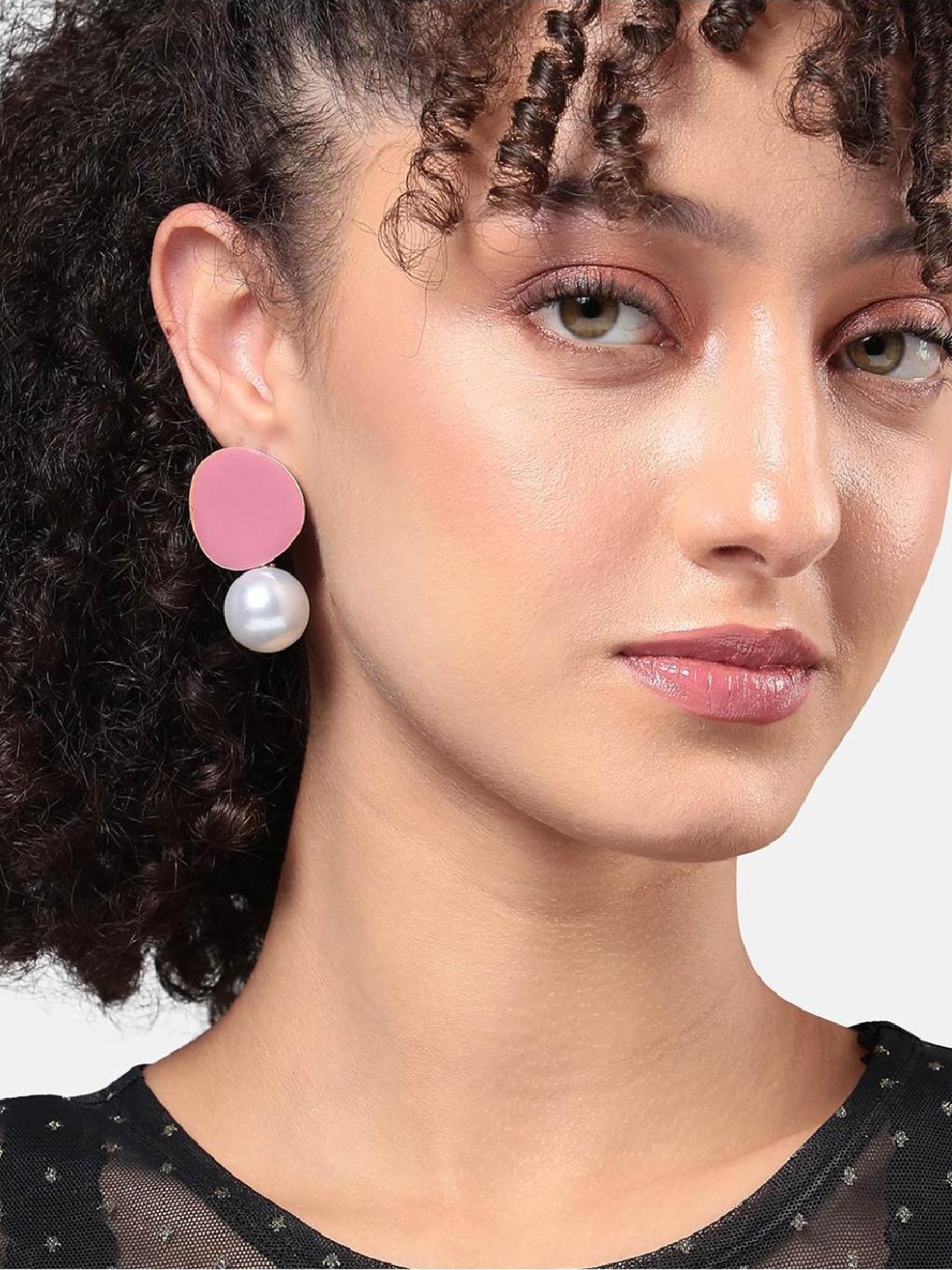 Sohi Women's Dewdrop Gala Drop Earrings  Blush Pink