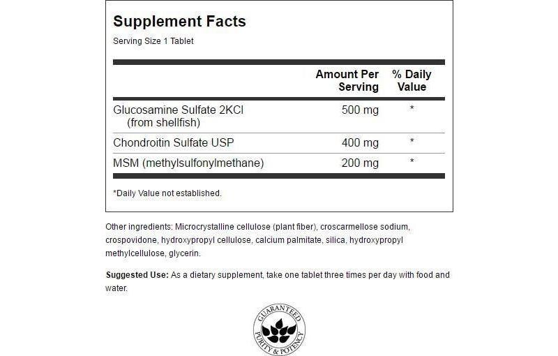 Swanson Higher Strength 3-in-1 Glucosamine, Chondroitin & MSM Tablets, 240 Count.