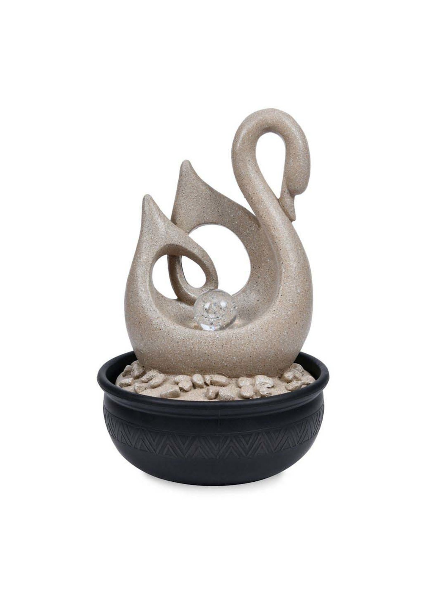 @home Beige Resin Swan Shaped Decorative Water Fountain With Led Light