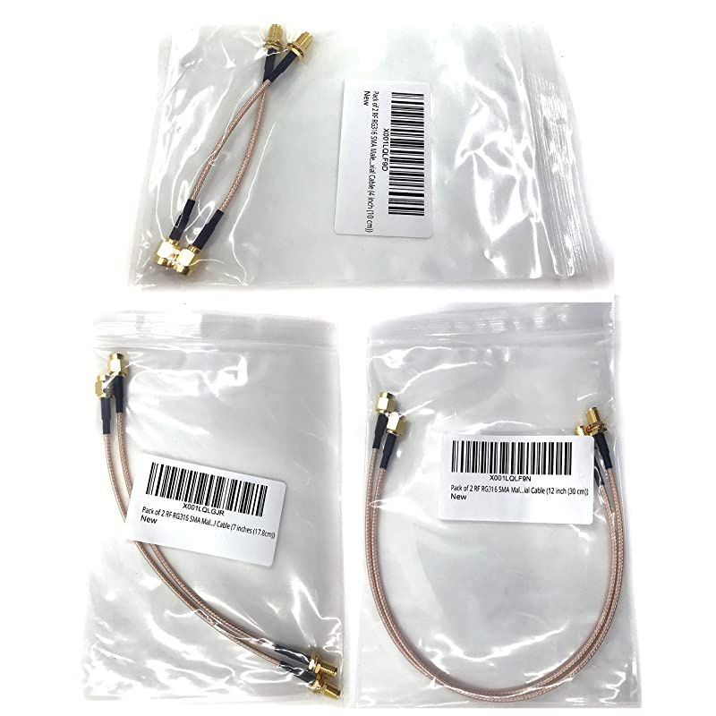 of 2 RF RG316 SMA Male to SMA Female Nut Bulkhead Crimp Antenna Low Loss Coaxial Cable 12 inch 30 cm