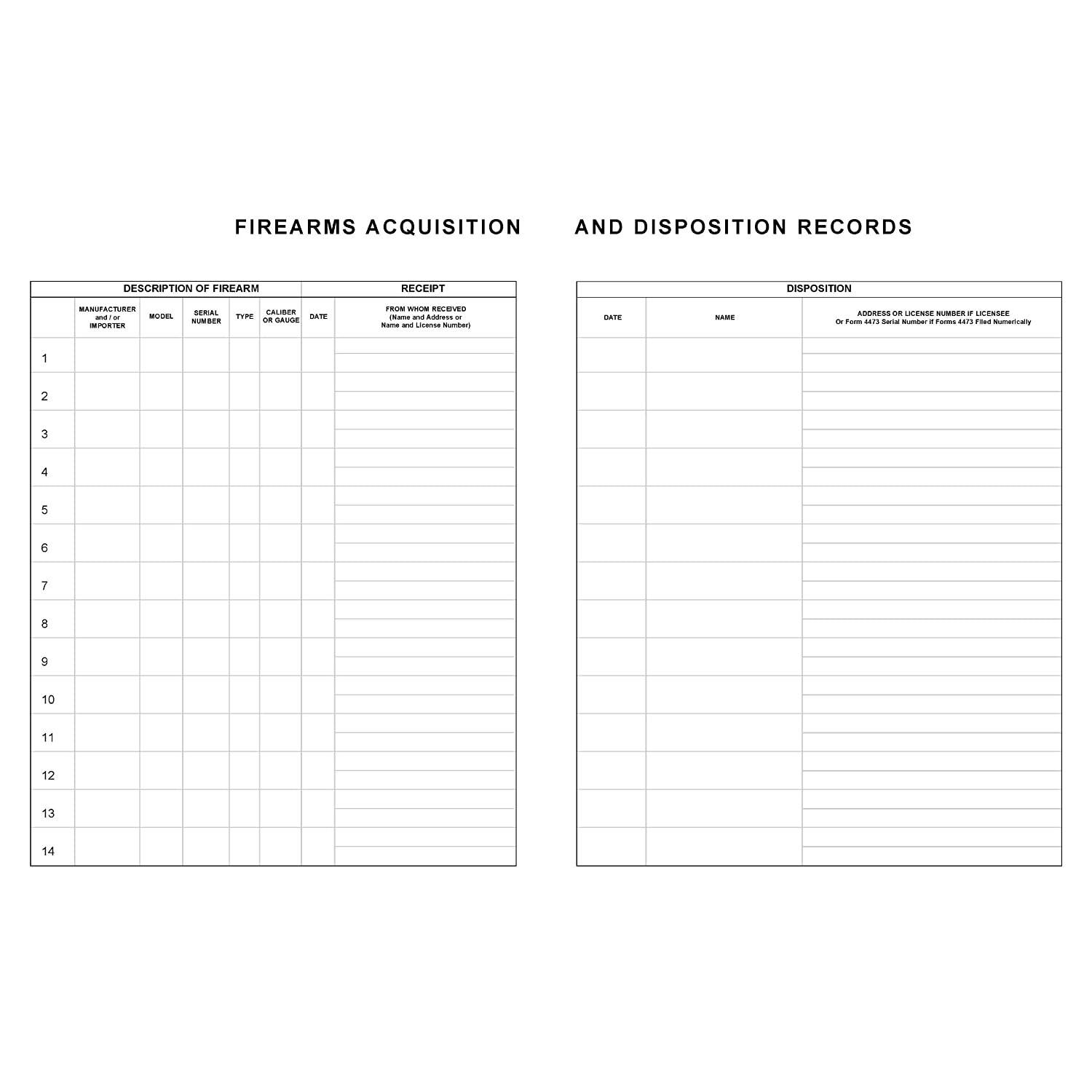 BookFactory Gun Log Book - 120 Pages, Black Cover, Smyth Sewn Hardbound, 8 7/8" x 11 1/4" (LOG-120-GUN-02-LKT35)