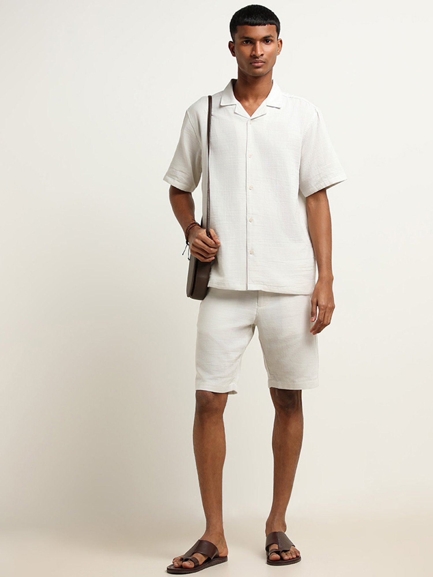ETA by Westside Grey Solid Mid Rise Slim Fit Shorts