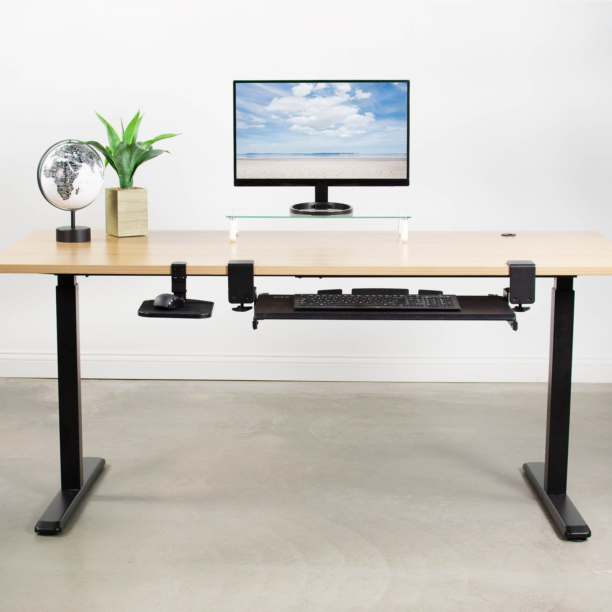 VIVO Black Desk Clamp Adjustable Computer Mouse Pad and Device Holder Extended Rotating Platform Tray (MOUNT-MS01A)