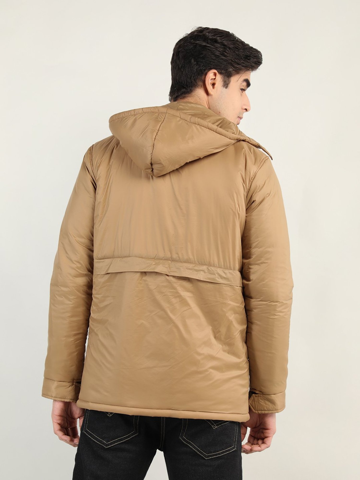Chkokko Khaki Regular Fit Hooded Quilted Jacket