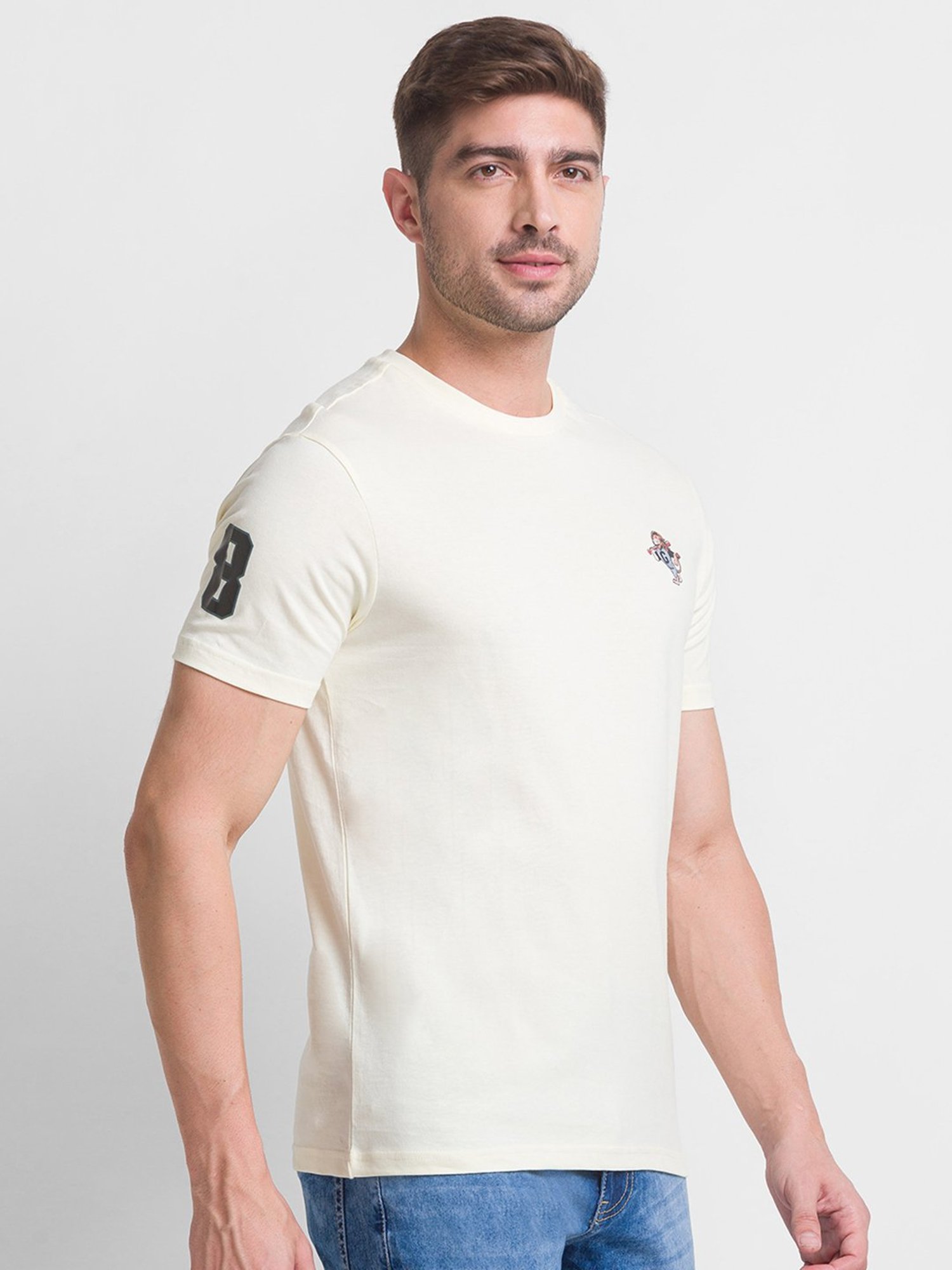 Giordano Light Yellow Slim Fit Crew T-Shirt