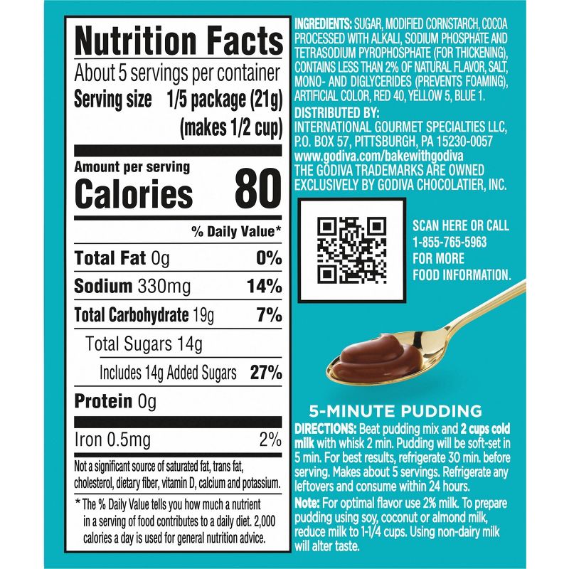 Godiva Chocolate Instant Pudding - 3.7oz