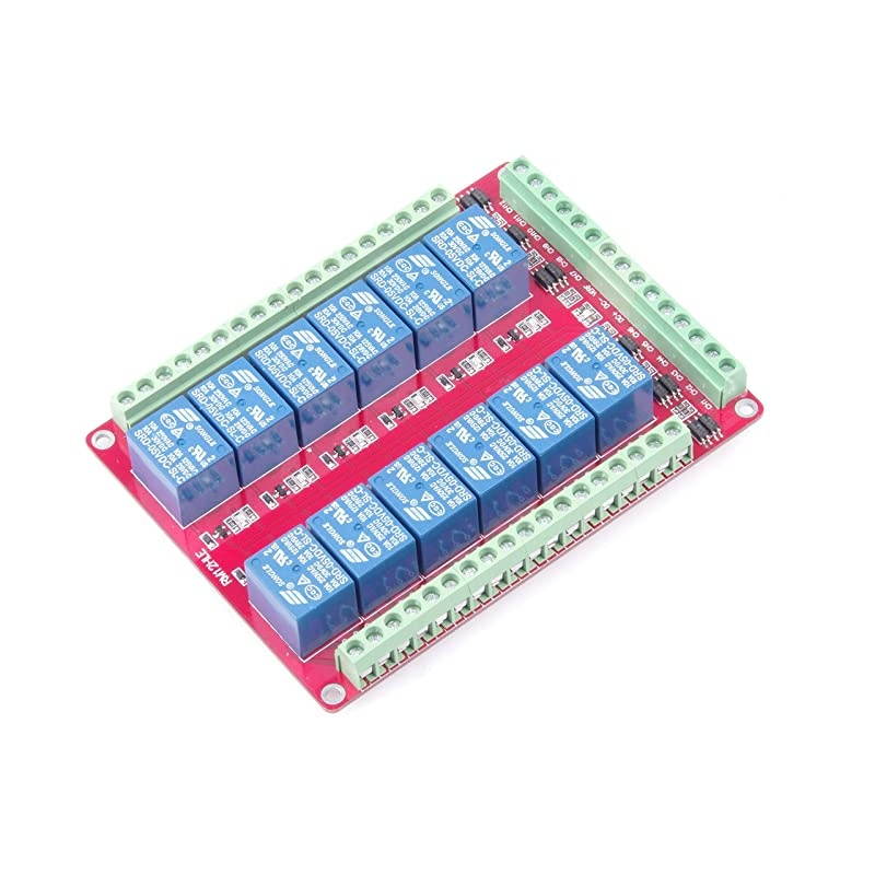 DC 5V 12-Channel 10A Relay Control Module Bi-Directional Isolated Control Module High Low Level Trigger (DC 5V, 10A 12-Channel)