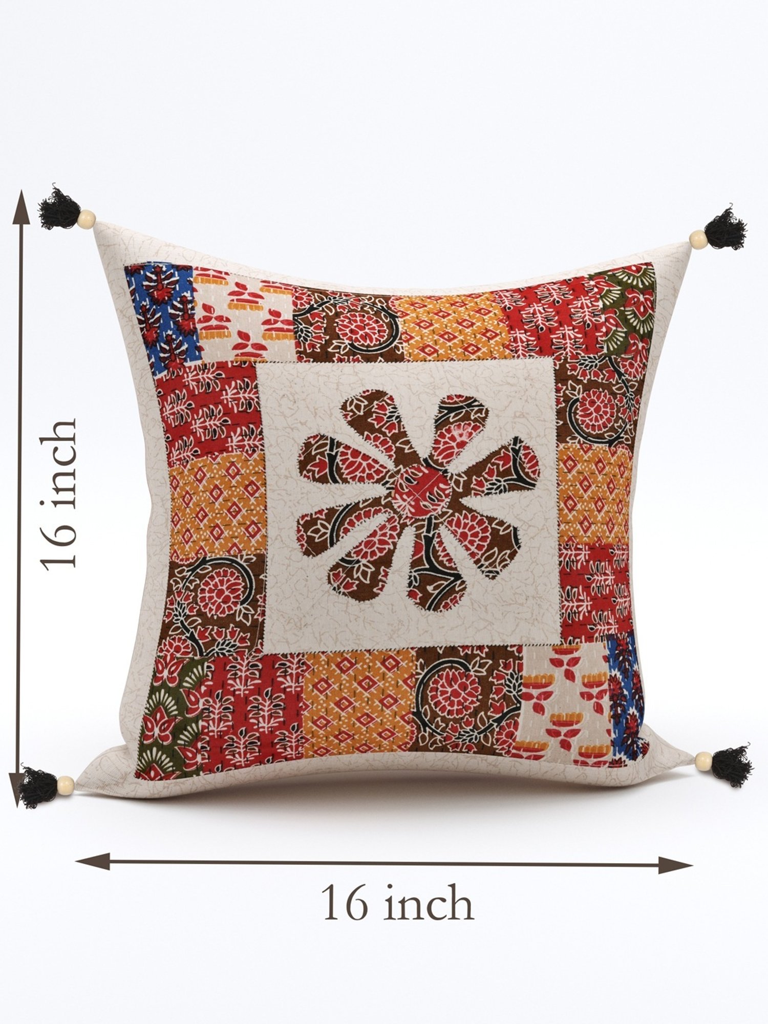 Swayam Multicolor Cotton 40 cm x 40 cm Cushion Covers - Set of 2