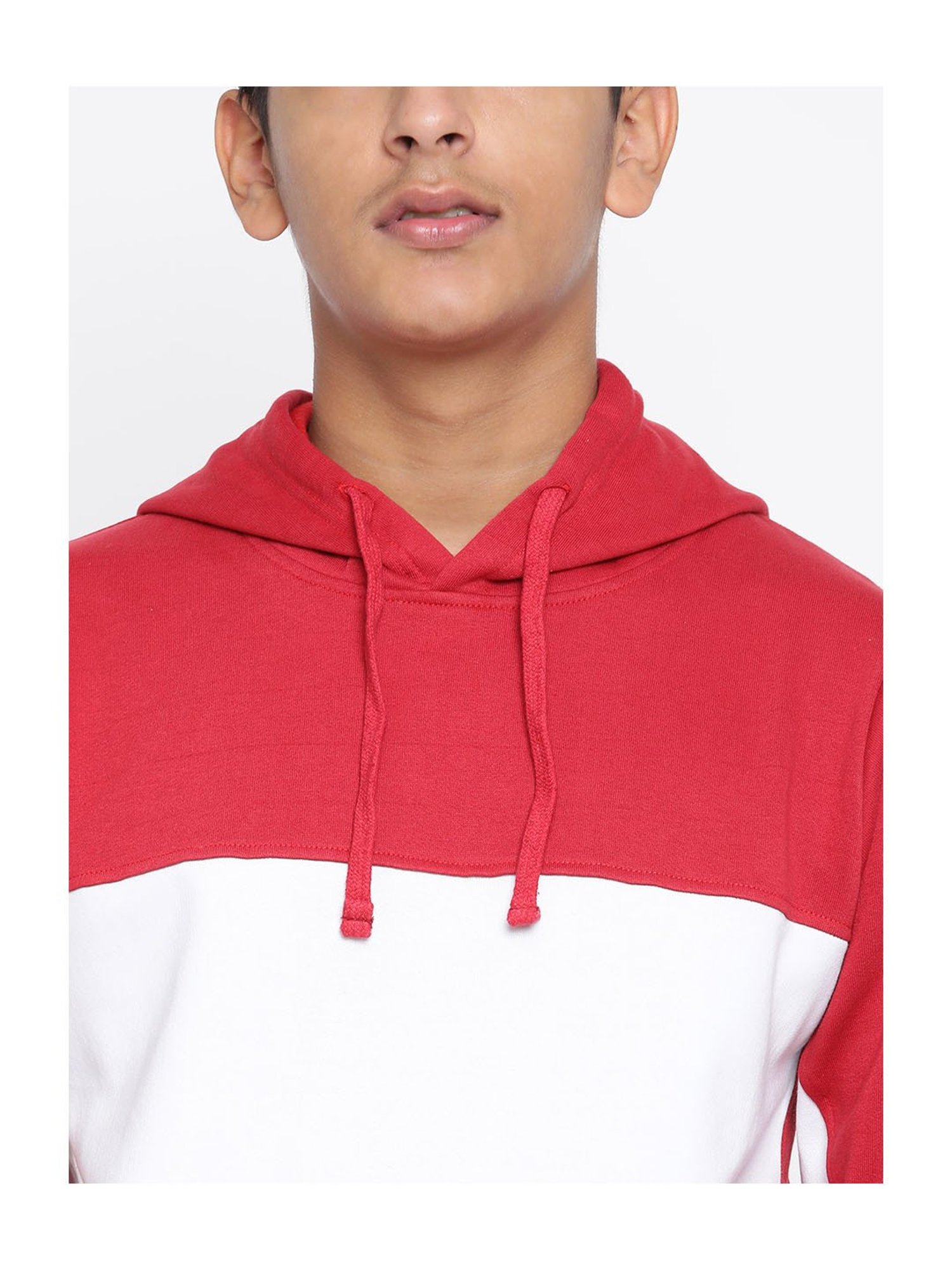 Lil Tomatoes Kids Red & White Color Block Full Sleeves Sweatshirt