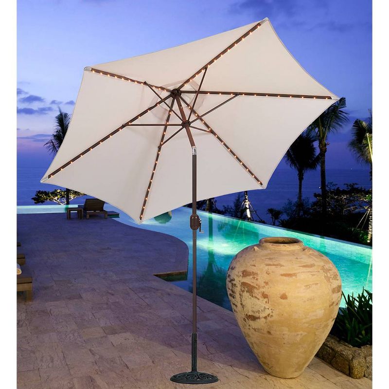 9' Round Lighted Patio Umbrella Cream - Tropishade