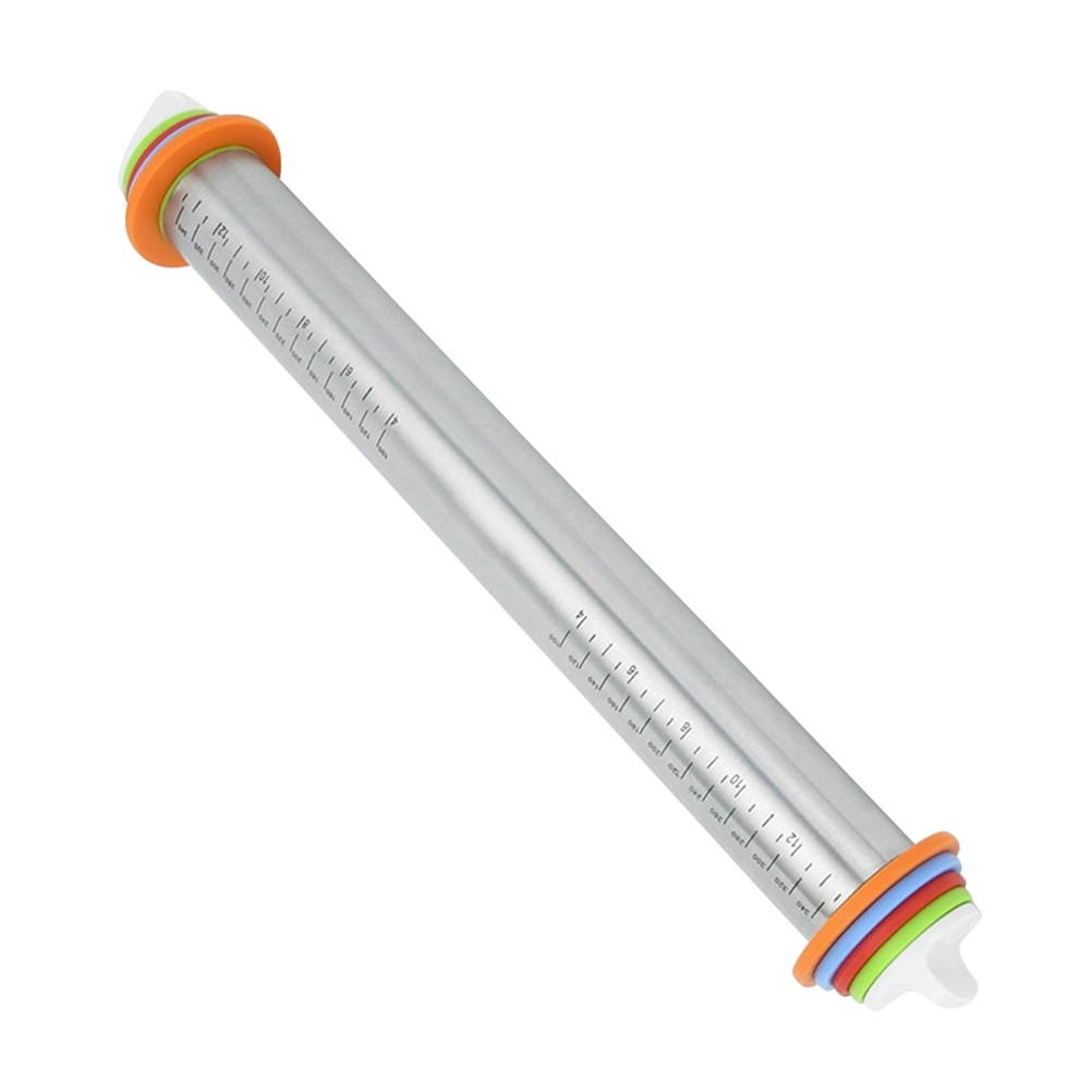 Adjustable Rolling Pin with Removable Rings Stainless Steel Dough Roller for Cookie Pastry Pizza