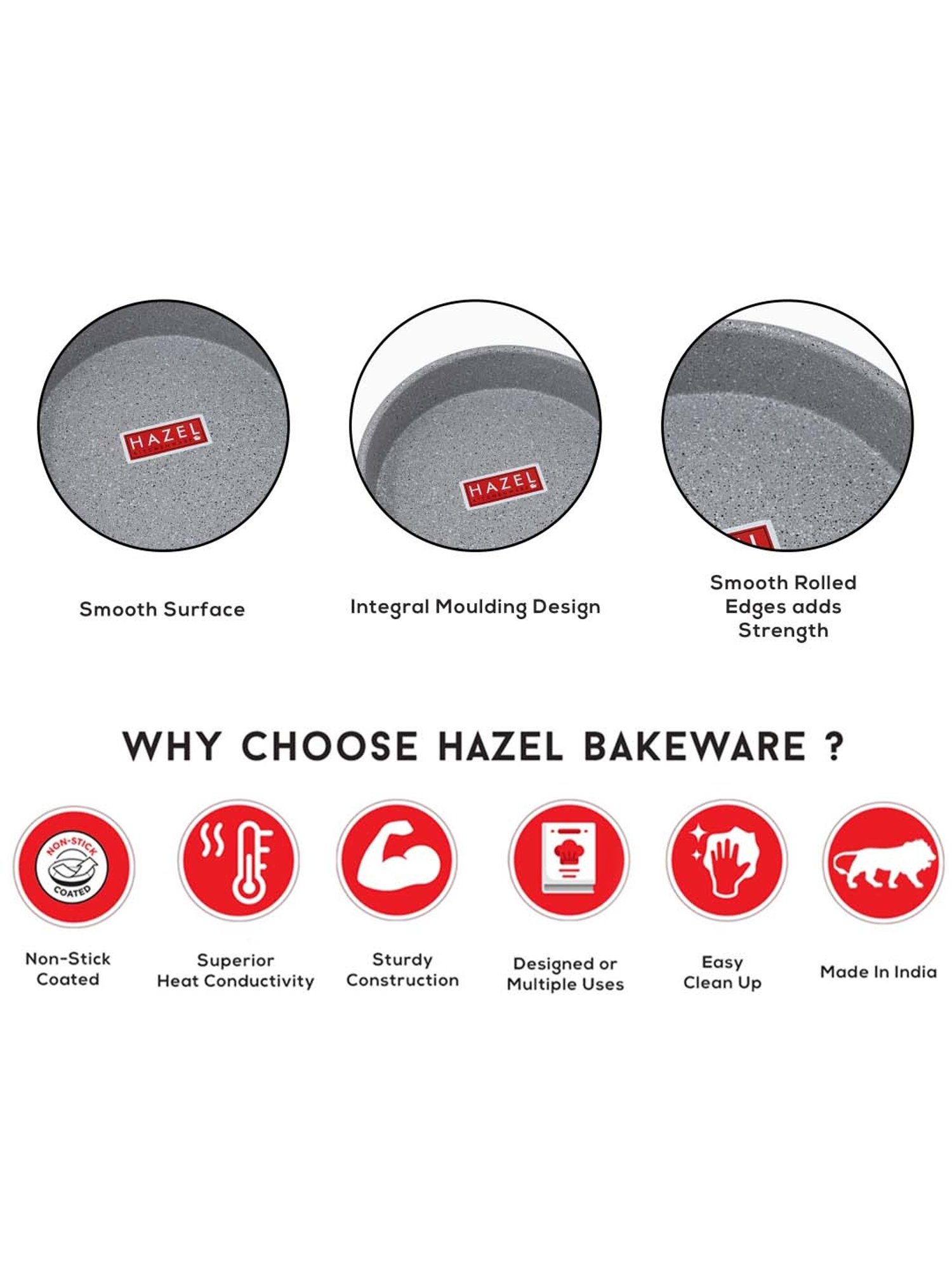 HAZEL Grey Aluminium 21.3 cm Non-Stick Cake Mould (2 L) - Set of 1