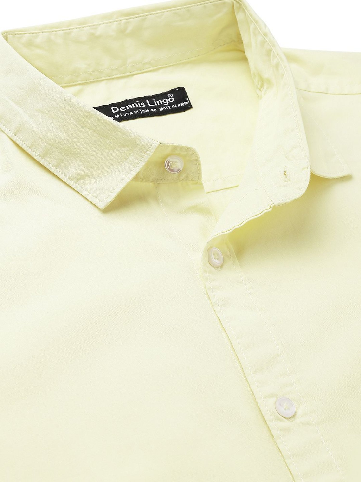 Dennis Lingo Yellow Cotton Slim Fit Shirt