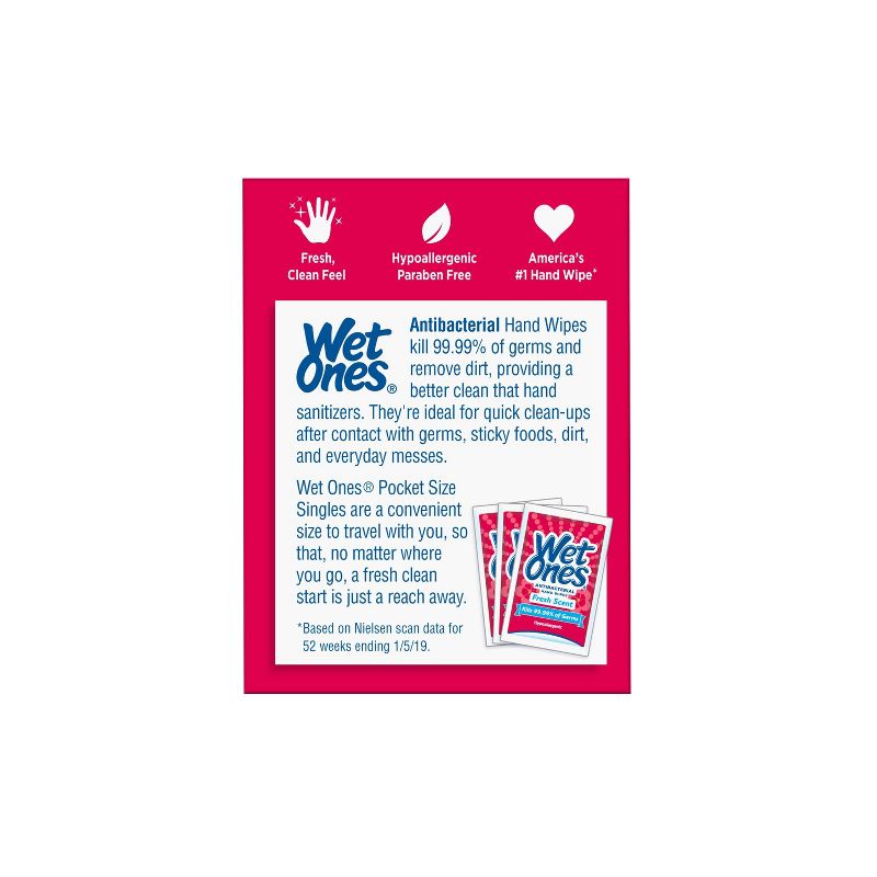 Wet Ones Antibacterial Hand Wipes Singles - Fresh Scent - 24ct