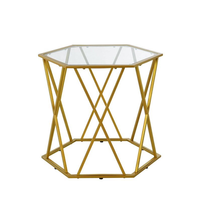 Lennon Octagonal Glass Top Accent Table Gold - Carolina Chair & Table