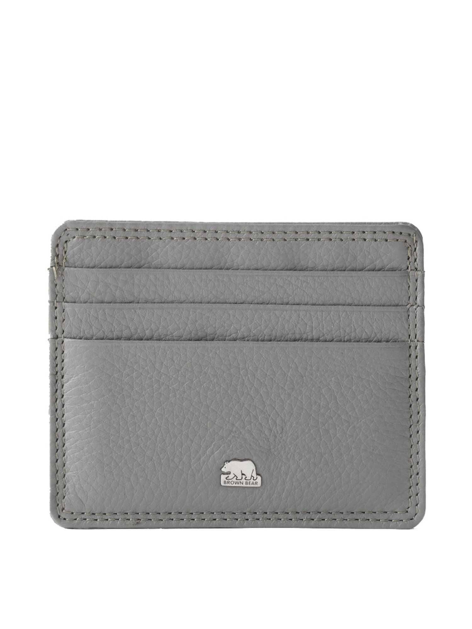 Brown Bear Grey Casual Leather Rfid Card Holder for Men
