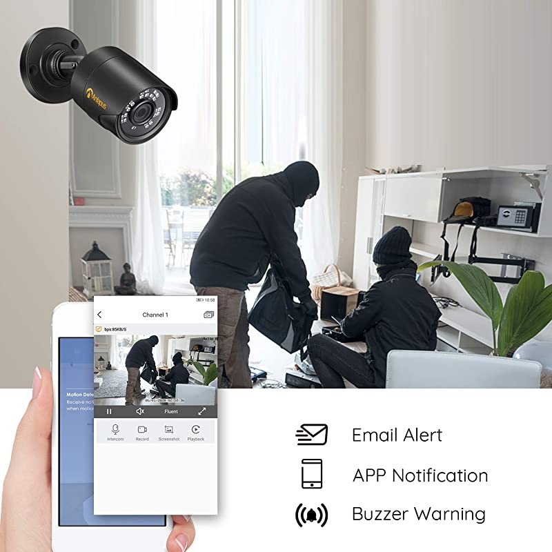 1080p Home Security Camera System, 8 Channel 1080N CCTV DVR Recorder with 8pcs 1080p Surveillance Bullet Cameras(No Hard Drive)