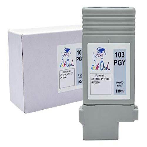 InkOwl Compatible Ink Cartridge Replacement for CANON PFI-103PGY (130ml, Photo Gray) for iPF5100, iPF6100, iPF6200 printers