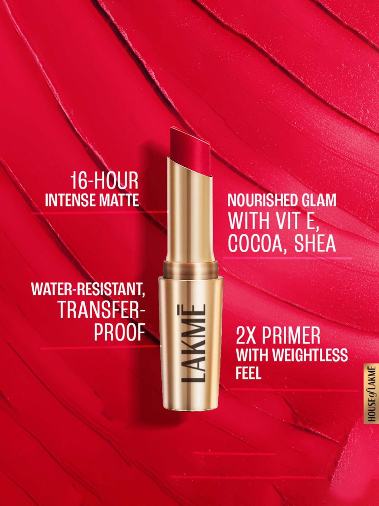 Lakme Priming Matte Lipstick Red Coat - 3.6 gm