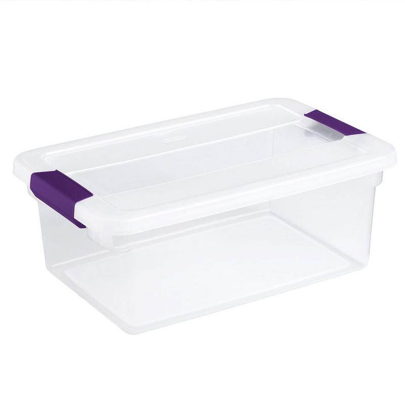 Sterilite 15 Quart ClearView Latch Storage Container With Sweet Plum Handles 17