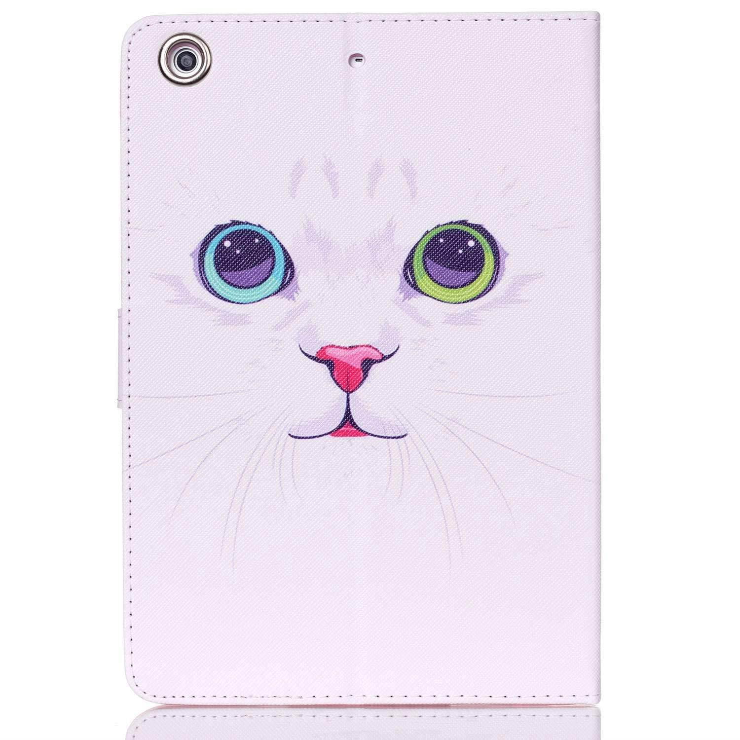 iPad Air Case, Newshine [Kickstand] Premium PU Leather Magnetic  with Card Slots, Pocket Case Cover with [Auto Sleep/Wake Feature] for Apple iPad Air (iPad 5) 2013 Model (White Cat)
