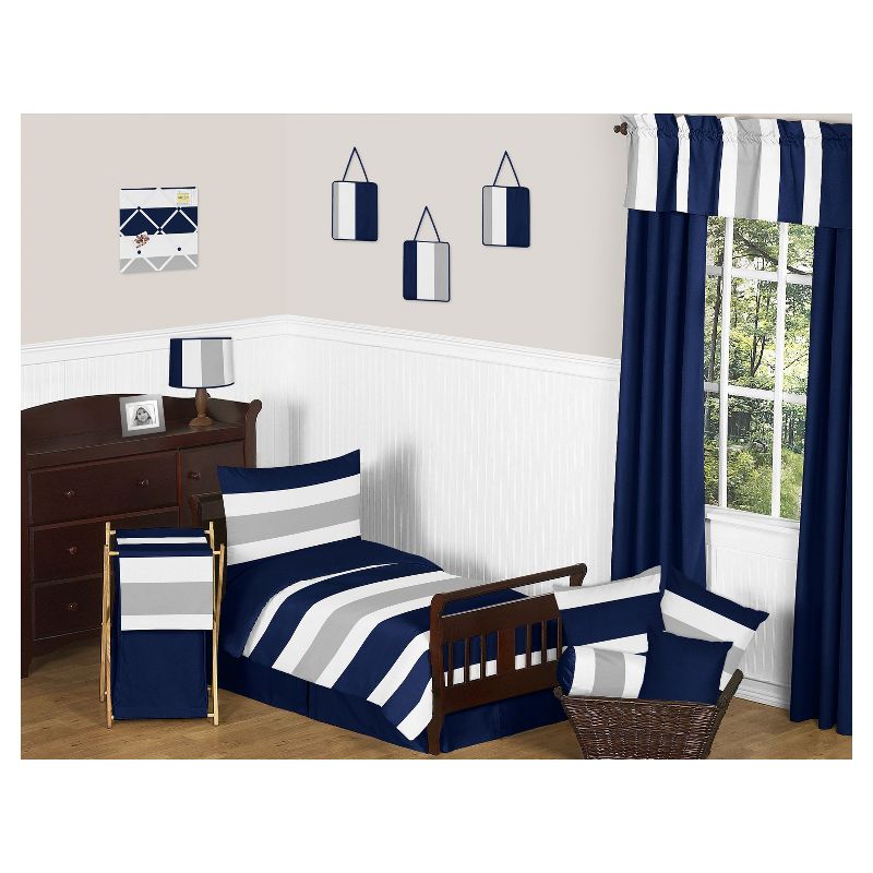 Navy & Gray Stripe Bedding Set (Toddler) - Sweet Jojo Designs